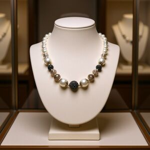 Pearl and Crystal Fashion Necklace 18-21.5”